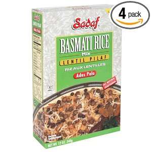 Sadaf Basmati Rice Adas Polo, Lentils Rice, 12 Ounce Boxes (Pack of 4 