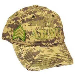  US ARMY SERGEANT RANK DISTRESSED DIGITAL CAMO CAP HAT 