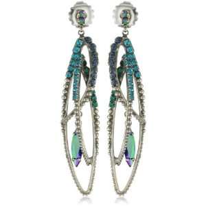   Emerald City Crystal Intertwining Silvertone Dangle Earrings Jewelry