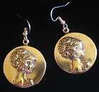 Woman Earrings 24 Karat Gold Plate Vintage Style Cameo Style Gibson 