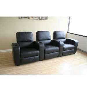 Wholesale Interiors 3 seat Black Leather Theatre Seating HT638 3SEAT 