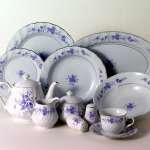 49Pc Blue Rose Dinnerware Set Service for 8 Porcelain  