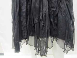 NWT Luna Luz Sz L Black Cotton & Silk Organza Cloud Wash Skirt 10659PK 