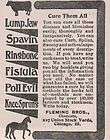   Ad Fleming Bros Chemicals Cure Them All Lump Jaw Spavin Ringbone IL