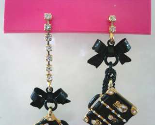 BETSEY JOHNSON MIAMI CHIC LUGGAGE DRESS BOW EARRINGS  