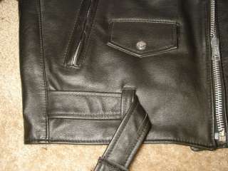 1970s Vtg EXCELLED Black Leather Motorcycle Jacket 14  