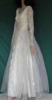 Gorgeous 50s Vintage Lace Net Wedding Dress B36  