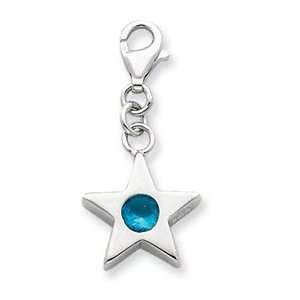  Sterling Silver March CZ Birthstone Star Charm Jewelry