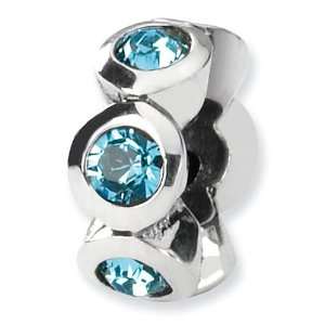 925 Silver Swavorski Crystal Blue March Birthstone Bead Jewelry