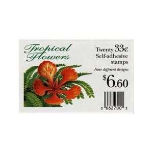  Tropical Flowers 20 x 33 Cent U.S. Postage Stamps 1999 