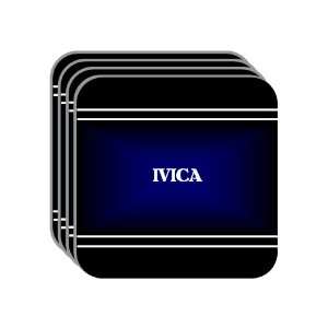 Personal Name Gift   IVICA Set of 4 Mini Mousepad Coasters (black 