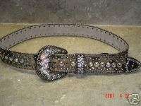 Wildfire Western Hair Hide Show Bling Belt Leather 38  