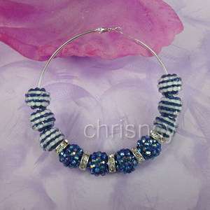 Pair Jewelry Earring Hoop Set Mix Resin Beads Crystal Rhinestone 