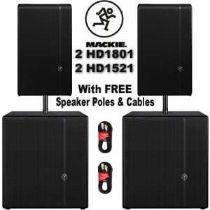  Mackie HD1801 Powered 18 Subs and HD1521 DJ Speakers New 