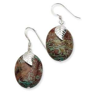  Sterling Silver Leaf & Blue Jasper Earrings Jewelry