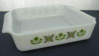 Vintage Fire King Glass Meadow Green Square 8 Cake Pan  
