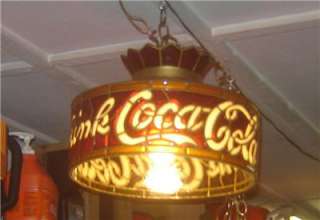 Coca Cola Stained Plastic Glass Bar Light  
