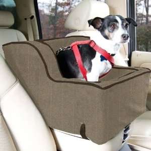   Luxury High Back Console Pet Car Seat   Large/Herringbone & Black Pet