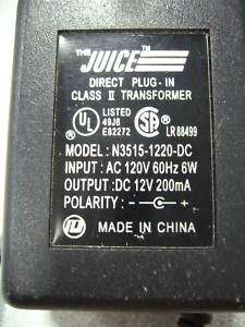 JUICE Direct Plug In TRANSFORMER AC Power Adaptor  