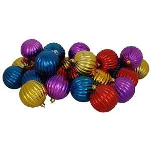  Club Pack of 144 Colorful Shatterproof Ribbed Christmas 
