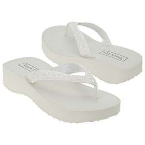 White or Ivory Wedding Bridal Flip Flops by TOUCH UPS  