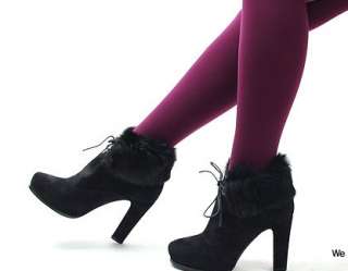 Women Faux Fur Suede High Heel Platform Ankle Booties Boots Shoes 