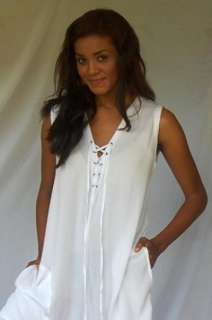 T548 WHITE/JUMPSUIT LACING MADE 2 ORDER M L 1X 2X  