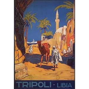  TRIPOLI LIBIA CAMEL TRAVEL TOURISM VINTAGE POSTER CANVAS 