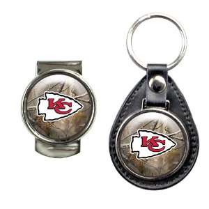 Kansas City Chiefs NFL Open Field Leather Fob Key Chain & Money Clip 