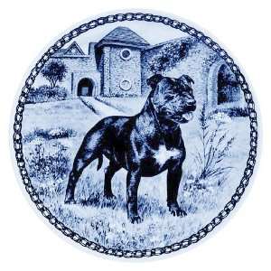  Staffordshire Bull Terrier Danish Blue Porcelain Plate 