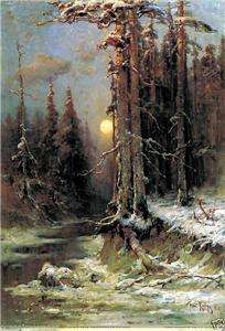Russian Painting Winter Print Russia Y. Klever Art 1897  