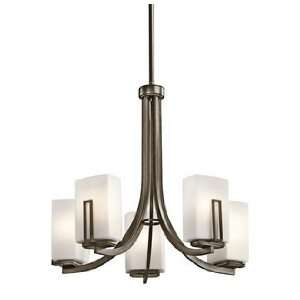 Leeds Collection 5 Light 22 Shadow Bronze Chandelier with Satin Etched 