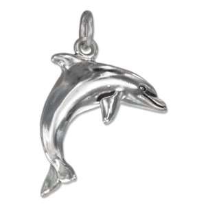  Sterling Silver High Polish Jumping Dolphin Charm Jewelry