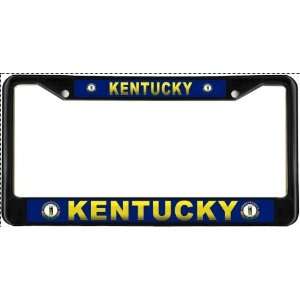 Kentucky KY State Flag Black License Plate Frame Metal 