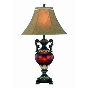  Table Lamp with Tan Jacquard Fabric Shade in Two Tone Body 