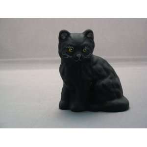   Face Black Satin Solid Glass Sitting Kitten Cat 