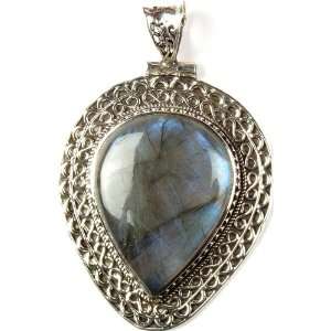  Labradorite Inverted Teardrop Pendant   Sterling Silver 