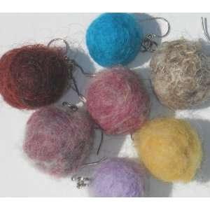  Felted ball earrings Neutral 