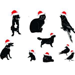   Wall Decals  Animals with Christmas hats on