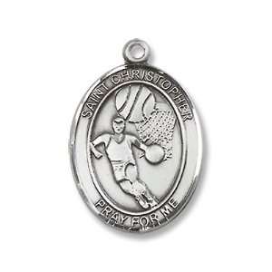 St. Christopher Sport Basketball Sterling Silver Medal with 18 