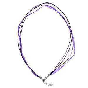  18 Purple Organza Ribbon and Cotton Cord Necklace Arts 