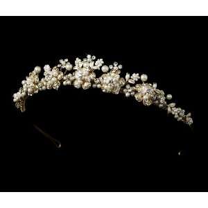  Gold Ivory Elegant Pearl Bridal Tiara HP 6443 Beauty