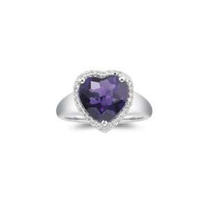  0.15 Cts Diamond & 3.05 Cts Amethyst Ring in 14K White 