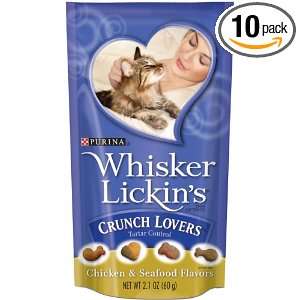 Whisker Lickins Crunch Lovers Cat Treats Chicken & Seafood Flavor, 2.1 