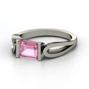  Loop de Loop Ring, Emerald Cut Pink Tourmaline Platinum 