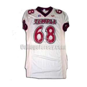 White No. 68 Game Used Temple Russell Football Jersey (SIZE 50 