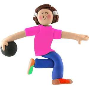  Bowling Female with Brown Hair Ornament