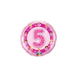    Age 5 5th Birthday Pink Ballerinas 18 Round Balloon Toys & Games