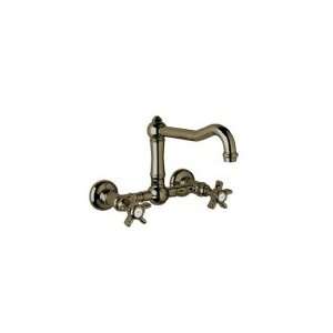   Handle Wall Mounted Bridge Kitchen Faucet with Cross Handles Works