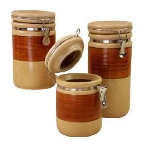  KITCHEN CANISTERS, 3PC SET RETREAT BROWN